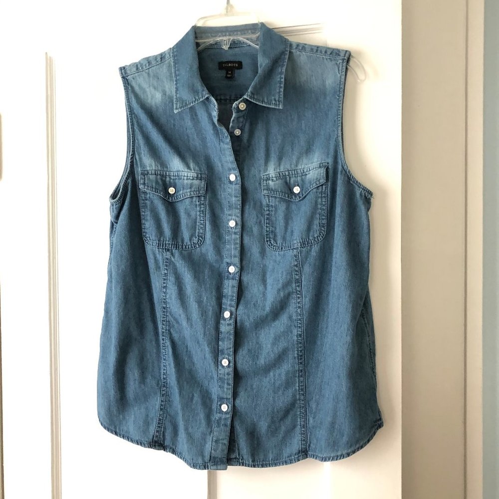 BLUE JEAN SLEEVELESS SHIRT